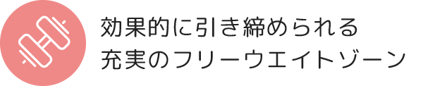 効果的に引き締められる充実のフリーウエイトゾーン